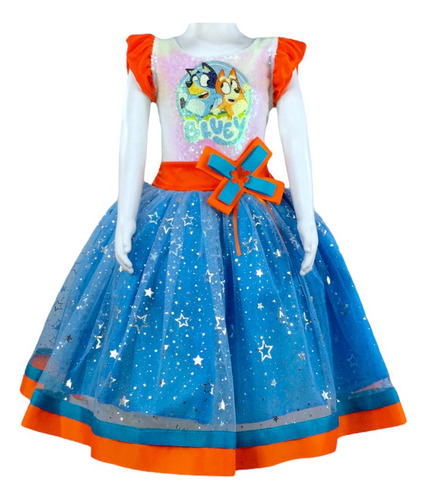 Vestido De Bluey Y Bingo De Lentejuela Y Tul