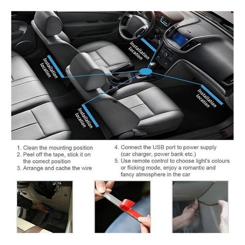 . Lámpara De Pie Rgb Car Atmosphere Impermeable +
