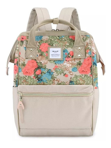 Mochila Urbana Escolar Himawari Original Natural Y Flores