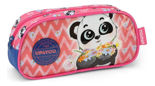Mochila Infantil Rodinhas Up4you Panda Lancheira Estojo Rosa