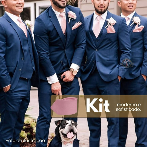 Kit 7 Gravatas Masculina Premium Várias Cores Padrinhos