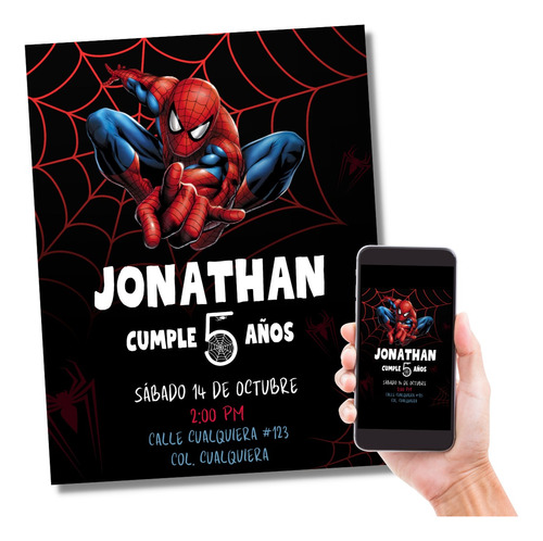 Invitación Digital Spiderman Cumpleaños Fiesta