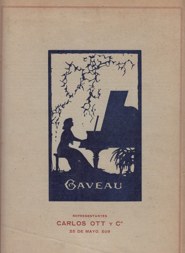 Antigua Publicidad Pianos Gaveau Uruguay Carlos Ott Vintage (Usado)