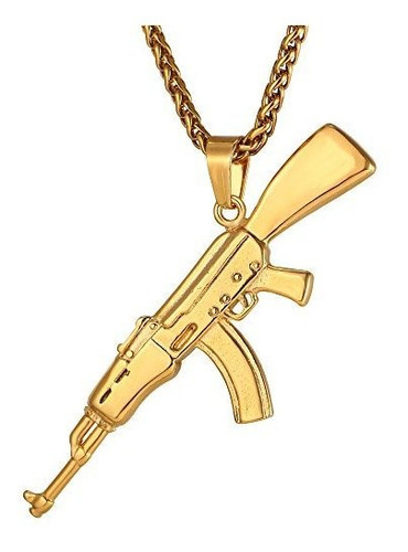 U7 Hombres Ak47 Collar Colgante Con Forma De Rifle Con Caden