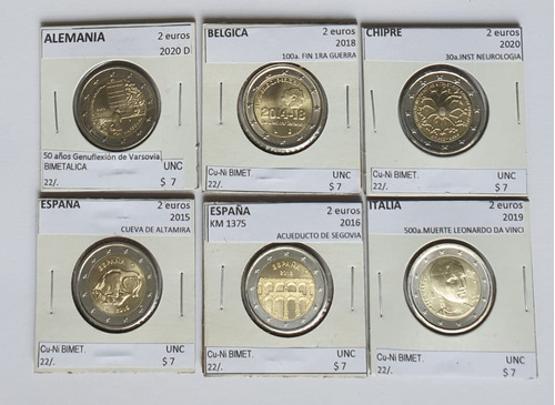 Monedas Mundiales : Varios Paises Europa 2 Euros V-años