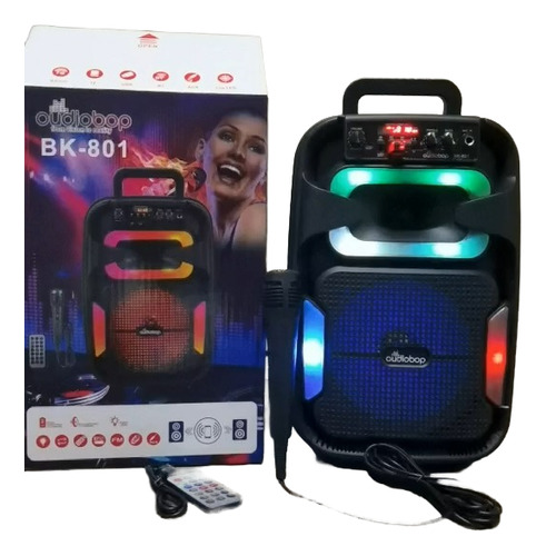 Parlante Bluetooth Portátil 8 Pulgadas Led Rgb Microfono Fm Negro