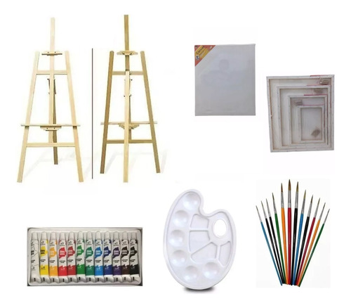 Set De 8 Pcs De Arte Acrílico Kit Para Pintar Atril Bastidor