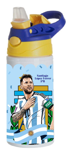 Botella Agua Colegio Messi Futbol Personalizada Niños