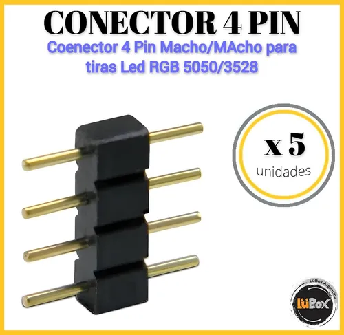Conector De 4 Pines Macho/macho Para Tiras Rgb 5050 X 5 Uni