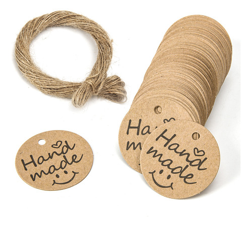 Etiqueta De Papel Kraft, Fio Redondo De Juta Natural De 3 Cm