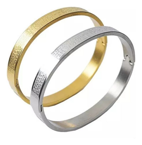 Kit 4 Bracelete Pulseiras Aço Inox Pai Nosso Dourado Prata Comprimento 19 Cm Cor Prateado E Dourado Diâmetro 19 Cm