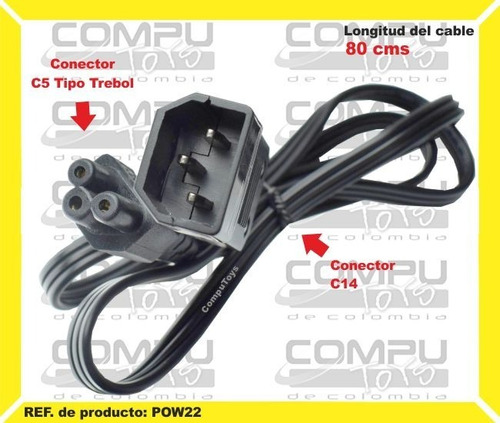 Cable De Poder C14 A Tipo Trébol Ref: Pow22 Computoys Sas