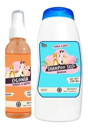 Kit Para Gato Shampoo Seco Coco + Colonia Aroma Durazno