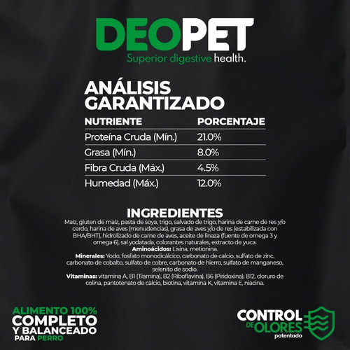 Imagen 4 de 6 de Alimento Perro Deopet 6kg. Reduce Olores Y Controla Diarrea.