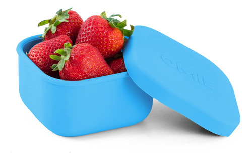 Recipiente De Silicona Color Azul Para Snacks Tapa Hermetica
