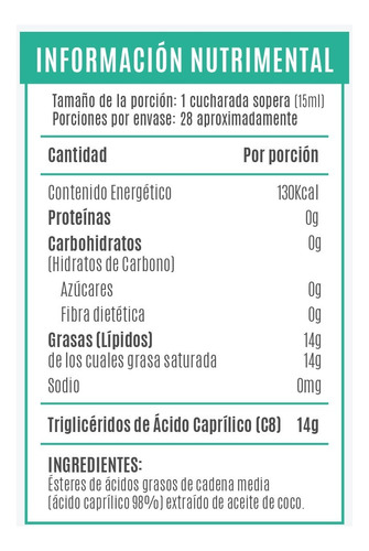 Birdman Mct Oil Ácido Caprílico C8 420ml | 28 Servicios | Sa