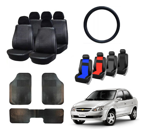 Fundas Cubre Asiento Chevrolet Corsa + Alfombra 3p + Volante