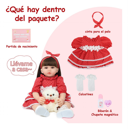 Muñecas Reborn Bebé Con Cabello Largo Silicona Y Algodó 60