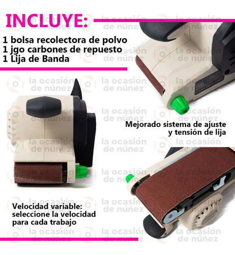 Imagen 3 de 7 de Lijadora De Banda Salkor 800w Profesional Madera Durlock