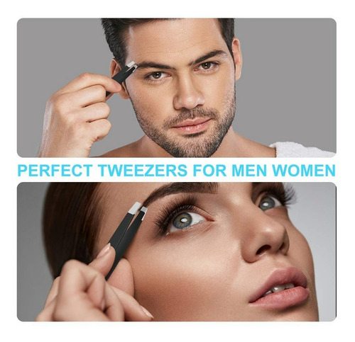 Imagen 8 de 10 de Set 4 Pinzas Cejas Antiestáticas Depilación Acero Inoxidable