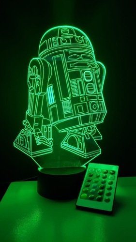 Imagen 3 de 8 de Lampara Led 3d Con Control R2-d2