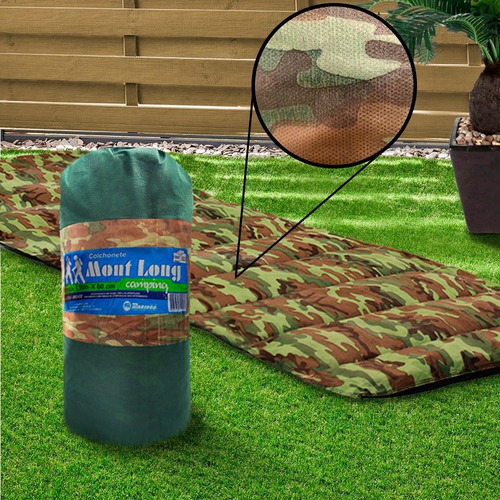 Colchonete Camping Camuflado Solteiro Ecocamping 190x60cm