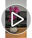 Florero De Orquídea Morada 43cm, Cerámica Blanca, Flores Art