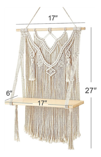 Estante Colgante De Pared De Macramé Decoración Bohemia