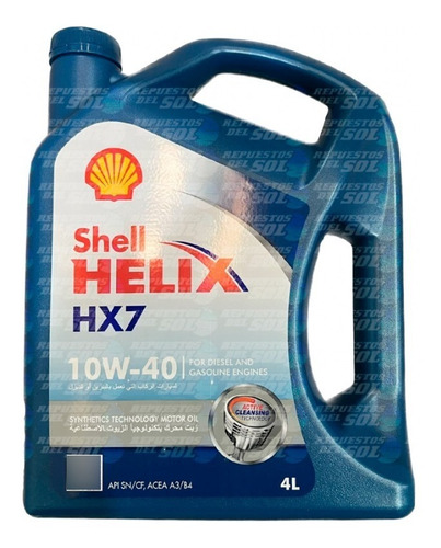 Aceite De Motor Shell Helix Hx7 10w40 4 Litros