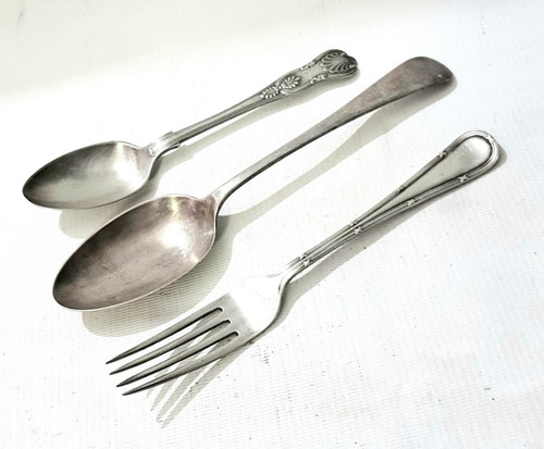 Cucharas Y Tenedor Silver Plate Sheffield Ingleses Antiguos.