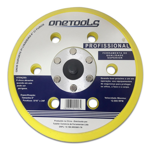 Disco Borracha Support P/ Lixadeira C/ 6 Furos On39 Onetools