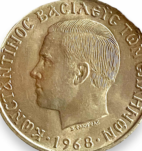 Wow Moneda Griega De 10 Dracmas Año 1968 (Usado)