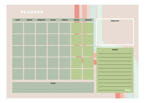Block Planificador Mensual A4 - Planner Ilustra Tonos Verdes