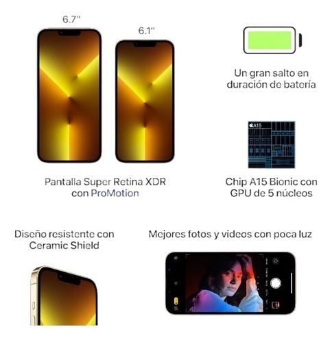 Apple Iphone 13 Pro Max 128 Gb Grafito Auriculares Cargador Grafito (Reacondicionado)