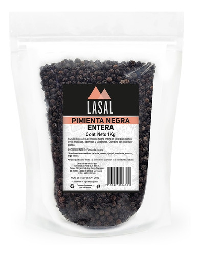 Pimienta Negra Entera 1 Kilogramo Pouch Resellable