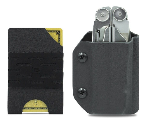 Clip & Carry Paquete ~ Funda Kydex Negra Para El Leatherman 