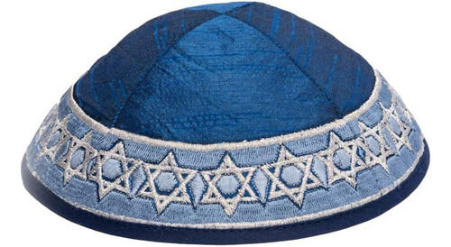 Emanuel Yair Azul Magen David Estrella Bordada Kippah Yamaka