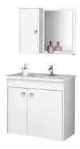 Comprar Móveis para banheiro Móveis Bechara Munique de 56cm de largura, 54cm de altura e 29.6cm de profundidade com pia e móveis colorida branco com um furo para torneiras
