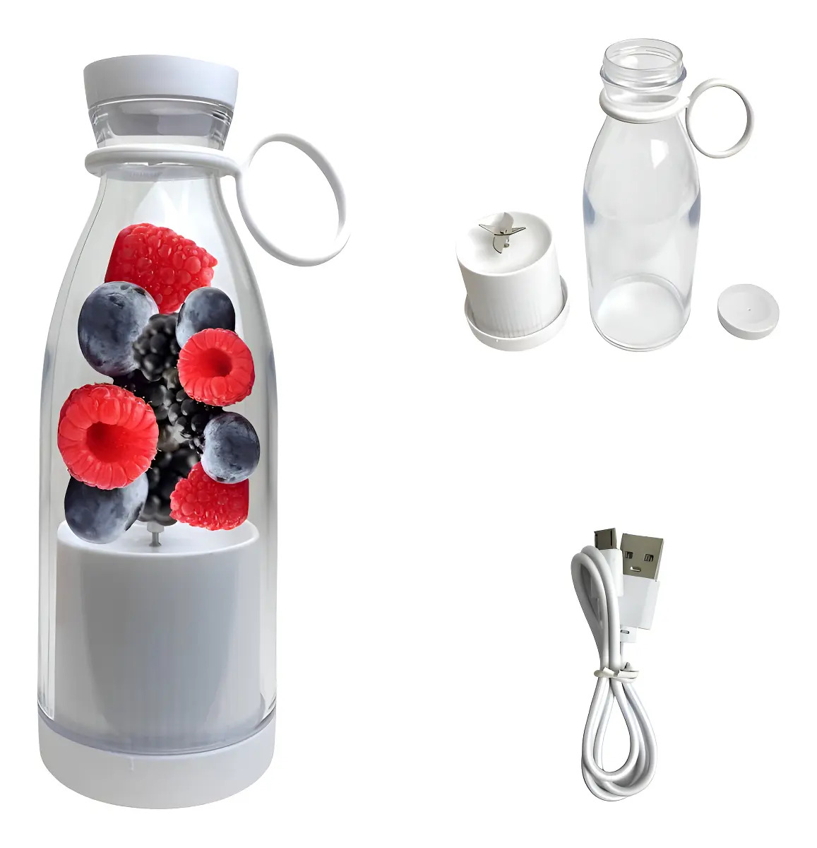 Mini Liquidificador Portátil Shake Juice Cup + Cabo Usb Cor Branco