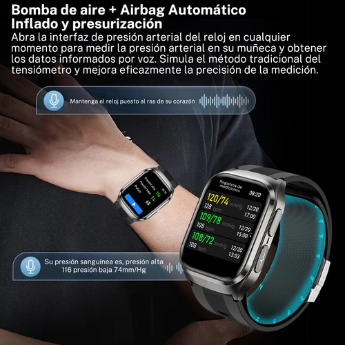 Reloj Inteligente Airbag Bomba Aire Presión Arterial S17
