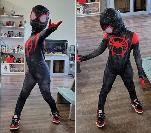 Imagem 7 de 7 de Fantasia Infantil Homem Aranha Miles Morales Roupa Preta