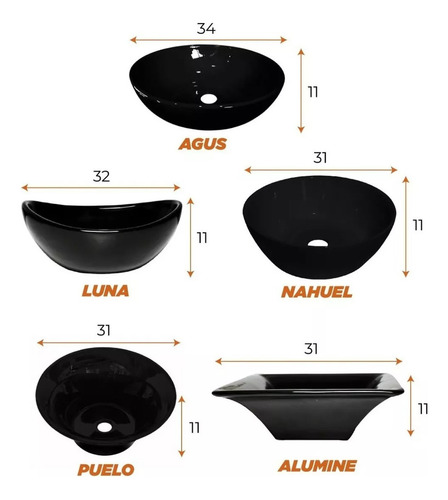 Bacha De Baño Apoyo Puelo Daccord Color Negro Brillante