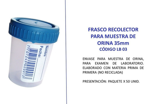 Frasco Recolector De Orina 30ml X 50