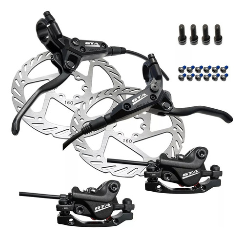 Kit Suspensão Bike Aro 29 Freio Hidráulico Direção Completa Cor Preto