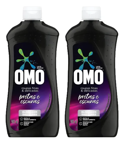Omo Kit 2 Lava Roupas Omo Finas Delicadas Pretas Escuras 900ml