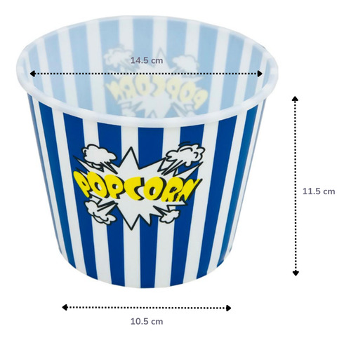 Balde Popcorn Canchita Dinamico Practico Pack X2