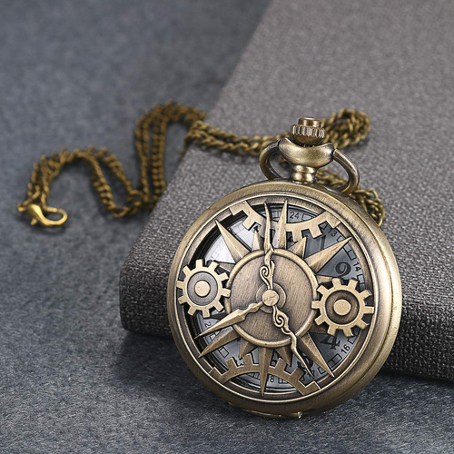 Reloj De Bolsillo Lancardo Half Hunter Bronce Cuarzo Color