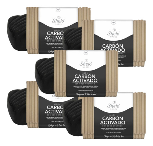 Jabon Carbon Activado Shelo Nabel® 100grs. 5 Piezas