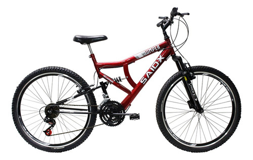 Bicicleta Aro 26 Saidx Full 18 Marchas V-brake Cor Vermelho/preto