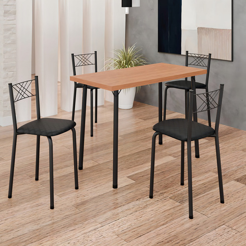 Conjunto Sala De Jantar Mesa Retangular 100x50cm Tampo Gc